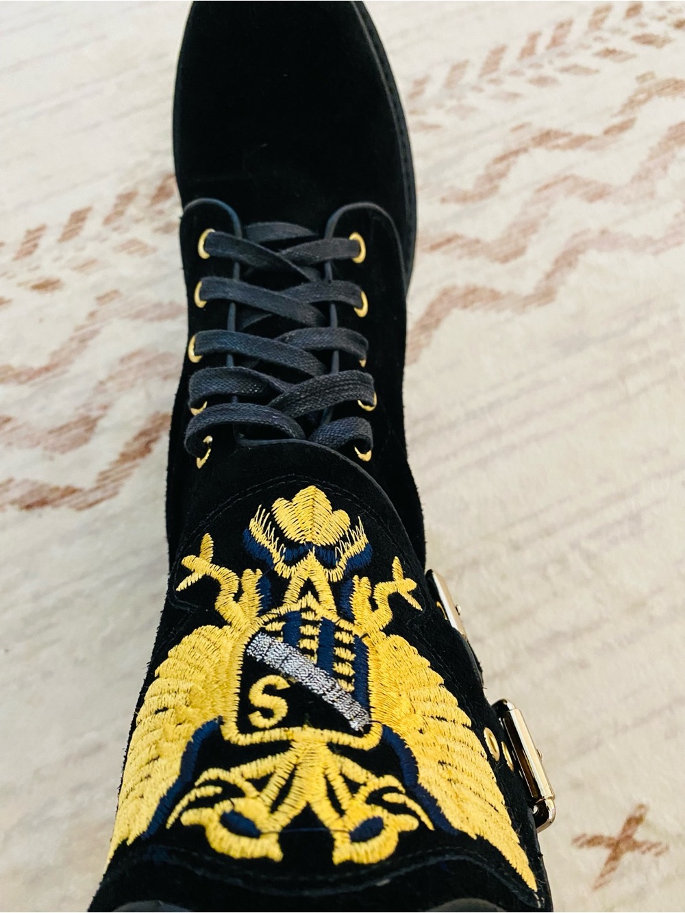 🛍️Balmain Authentic Black Suede Eagle Ranger Combat Boots - Picture 11 of 15